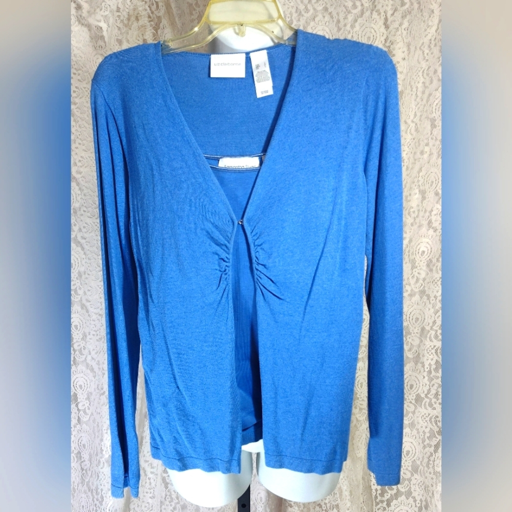 Liz Claiborne Blue Long Sleeve Cardigan and Top Set NWOT
